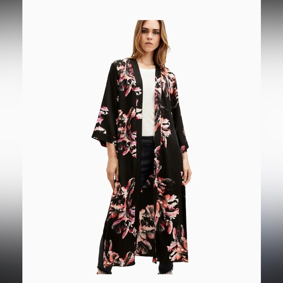 All Saints Jackets & Blazers - All Saints Black Floral Women's Kimono